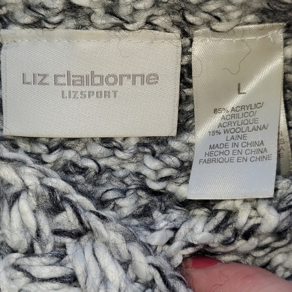 Liz Claiborne Sport Wool Sz. L Black/White/Grey Vest - Picture 6 of 11